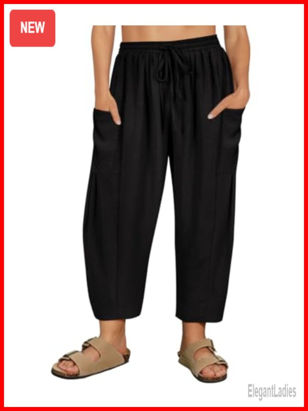 Plus Size Palazzo Harem Pants Drawstring Elastic Waist Wide Leg Ankle Pants